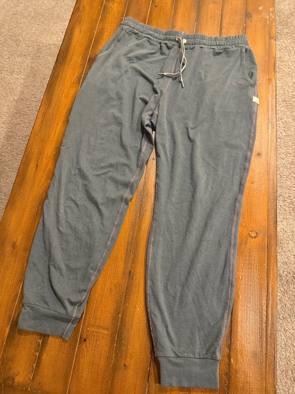 Vuori Charcoal Gray Jogger Pants with Pink Contrast Stitching